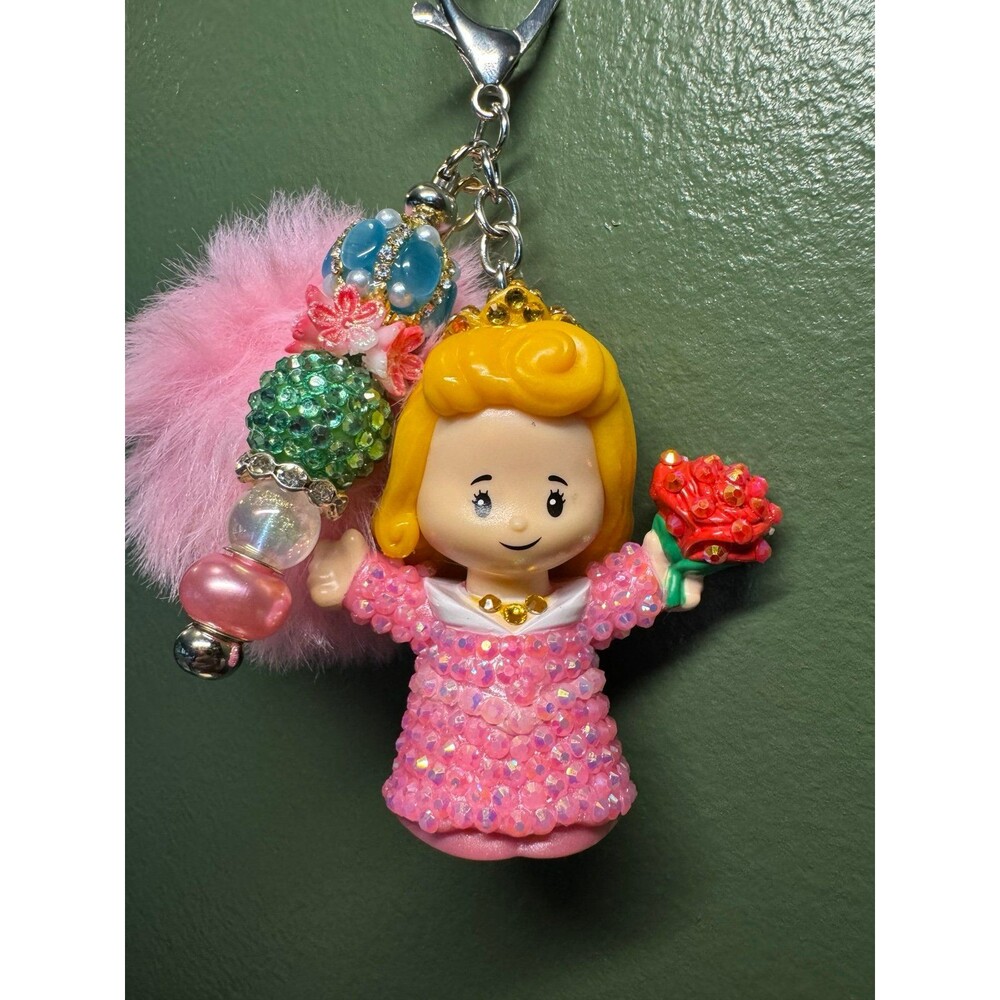 Sleeping Beauty Aurora Little People Bedazzled Keychain